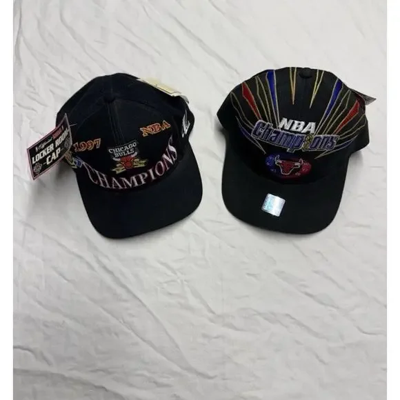 90s VTG CHICAGO BULLS Sports Specialties THREE PEAT 3 NBA Champions Hat SnapBack